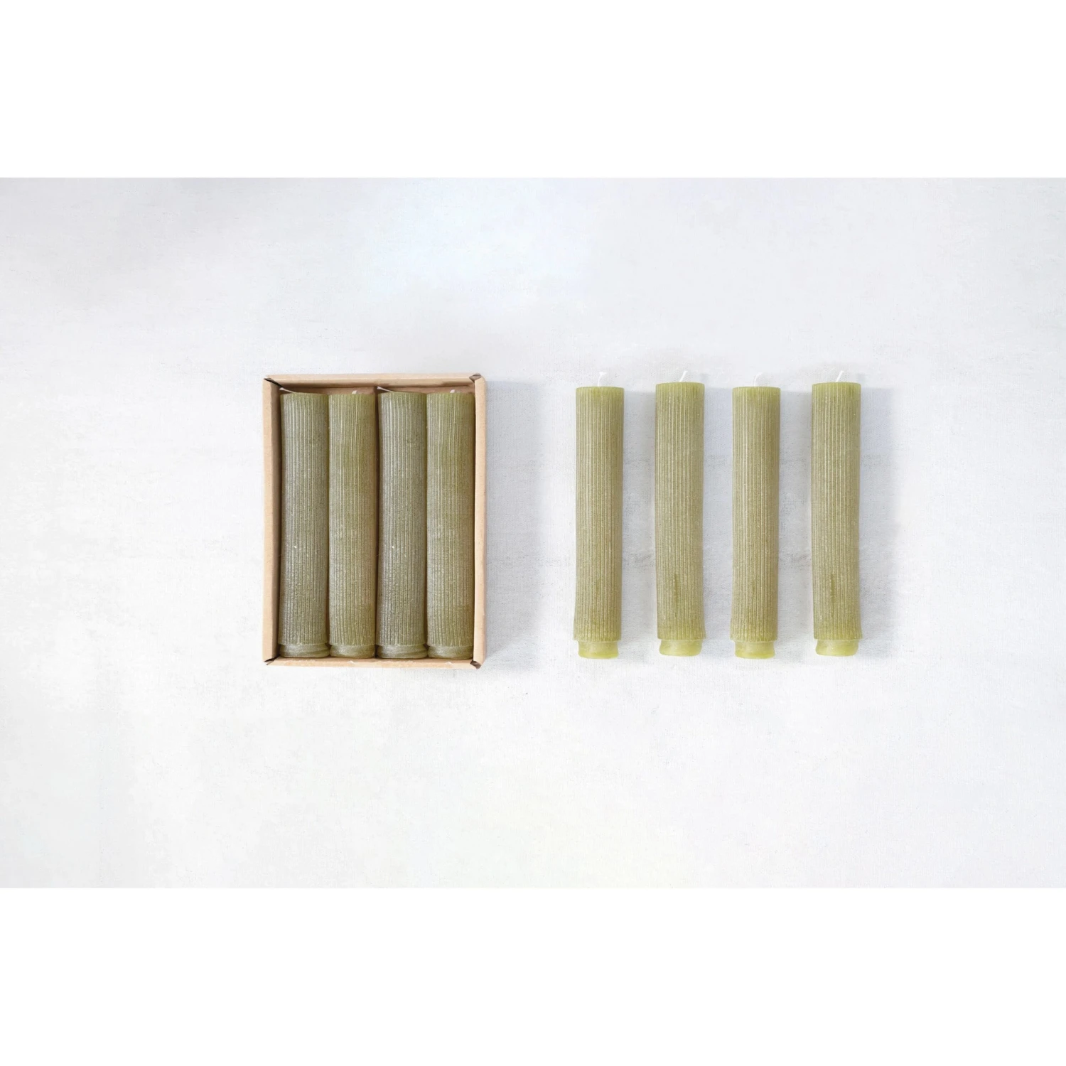 Olive Pleated 5" Taper Candles, Set Of 12 4 Olive Pleated 5" Taper Candles, Set Of 12 - Image 2